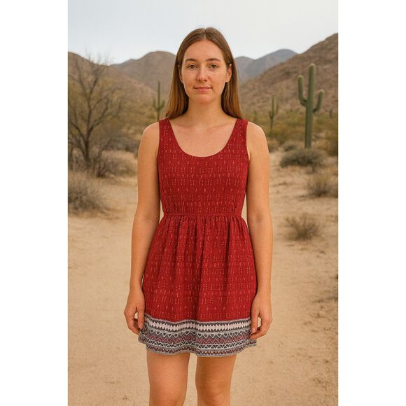 H&M Divided juniors red southwestern mini dress size 10 casual geometric summer - Picture 1 of 8
